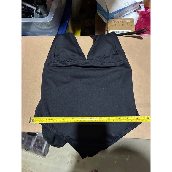 Gap Womens Black Halter One Piece Swimsuit V-Neck Open Back Size M 539786-00-1 - Picture 11 of 11